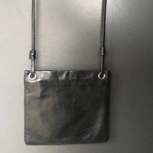 Black leather shoulder purse